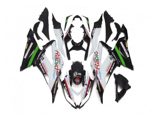 Abs Kit Carenagem & Plásticos Kawasaki ZX6R 2013-2018 - Branco Preto Abs Kit Carenagem & Plásticos Kawasaki ZX6R 2013-2018 - Branco Preto