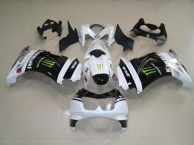 Abs Kits Completos Carenagem Kawasaki ZX 250R 2008-2012 - Preto Branco Monster Abs Kits Completos Carenagem Kawasaki ZX 250R 2008-2012 - Preto Branco Monster