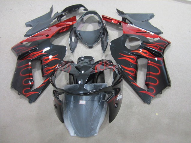 Abs Kits Completos Carenagem Kawasaki ZX6R 2007-2008 - Preto Vermelho Chama Abs Kits Completos Carenagem Kawasaki ZX6R 2007-2008 - Preto Vermelho Chama