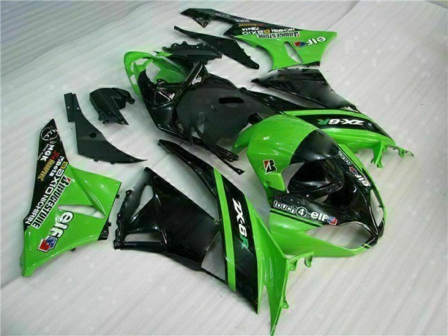 Abs Plástico Kawasaki ZX6R 2009-2012 - Verde Preto Abs Plástico Kawasaki ZX6R 2009-2012 - Verde Preto