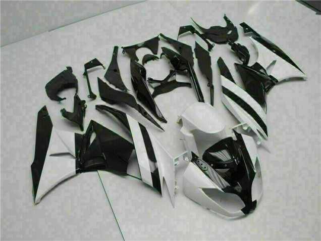 Abs Plásticos Kawasaki ZX6R 2009-2012 - Branco Preto Abs Plásticos Kawasaki ZX6R 2009-2012 - Branco Preto