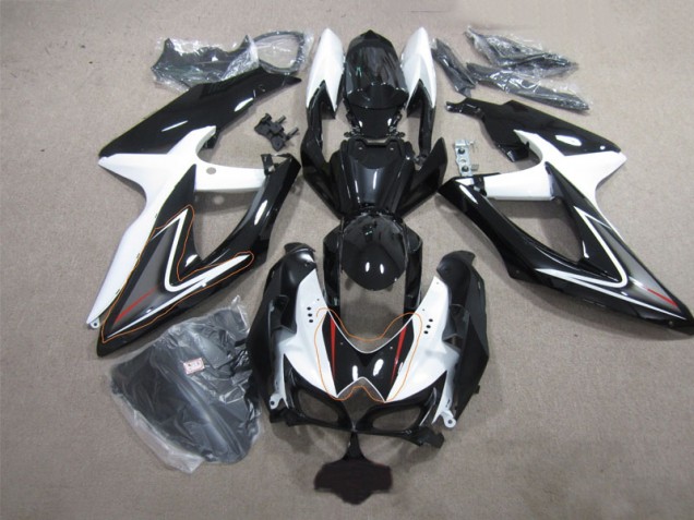 Abs Plásticos Suzuki GSXR 600 K8 2008-2010 - Preto Branco Abs Plásticos Suzuki GSXR 600 K8 2008-2010 - Preto Branco