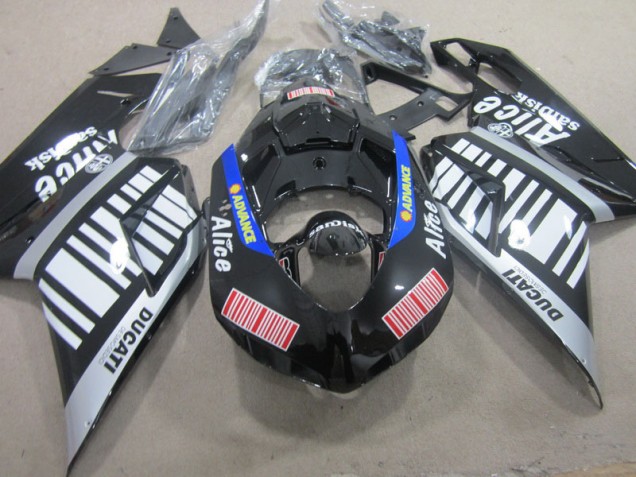 Carenagem Ducati 1098 2007-2014 - Preto Branco Avanço Alice Carenagem Ducati 1098 2007-2014 - Preto Branco Avanço Alice