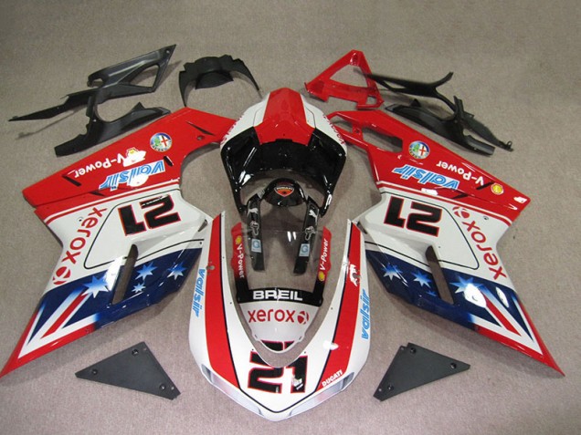Carenagem Ducati 1098 2007-2014 - Vermelho Branco Breil Xerox 21 Carenagem Ducati 1098 2007-2014 - Vermelho Branco Breil Xerox 21