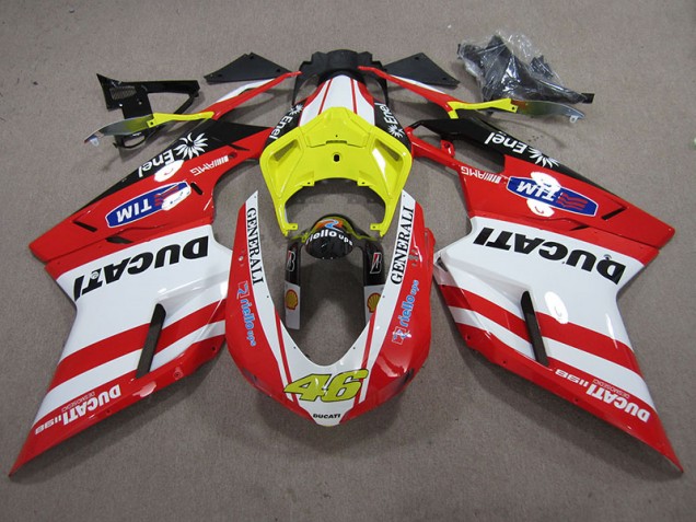 Carenagem Ducati 1098 2007-2014 - Vermelho Branco Generali 46 Carenagem Ducati 1098 2007-2014 - Vermelho Branco Generali 46