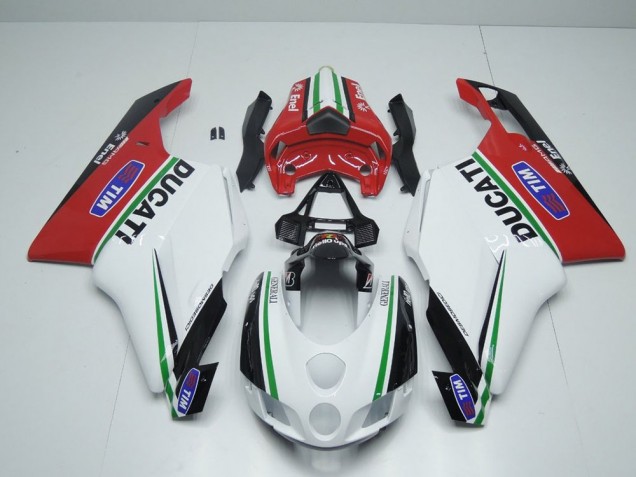 Carenagem Ducati 848 1098 1198 2007-2014 - Branco Vermelho Enel