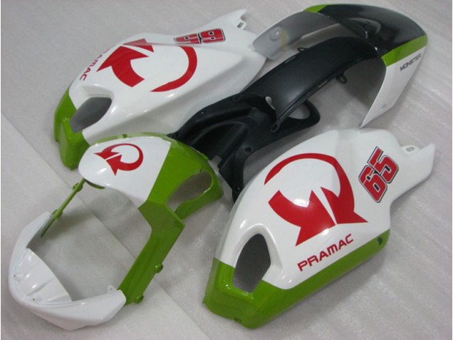 Carenagem Ducati Monster 696 2008-2012 - Branco Vermelho PRAMAC 65 Carenagem Ducati Monster 696 2008-2012 - Branco Vermelho PRAMAC 65