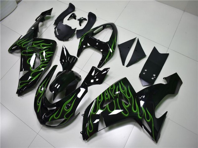 Carenagem Kawasaki ZX10R 2006-2007 - Preto Verde Chama Carenagem Kawasaki ZX10R 2006-2007 - Preto Verde Chama