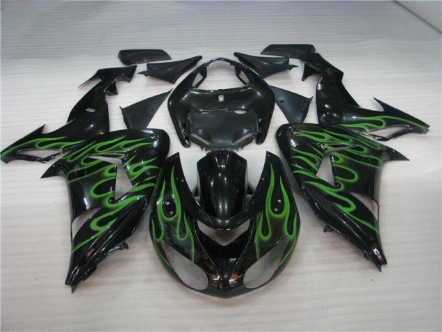 Carenagem Kawasaki ZX10R 2006-2007 - Preto Verde Chama Carenagem Kawasaki ZX10R 2006-2007 - Preto Verde Chama