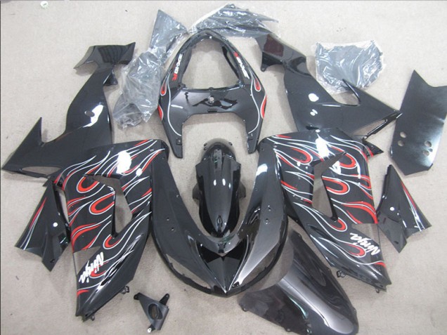 Carenagem Kawasaki ZX10R 2006-2007 - Preto Vermelho Branco Chama Ninja Carenagem Kawasaki ZX10R 2006-2007 - Preto Vermelho Branco Chama Ninja