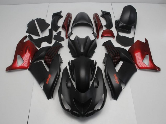 Carenagem Kawasaki ZX14R ZZR 1400 2006-2011 - Preto Fosco & Vermelho