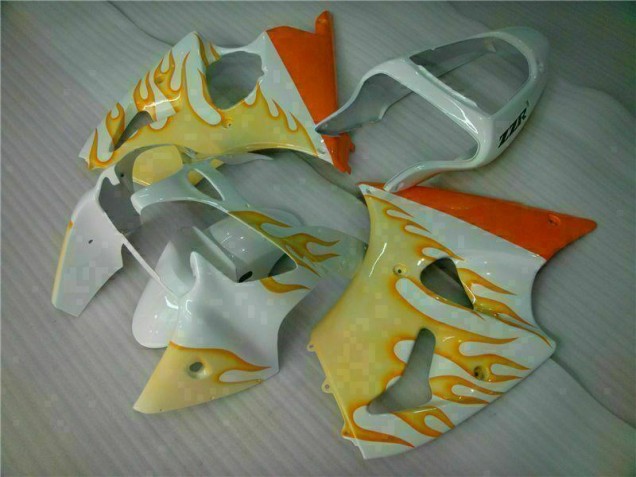 Carenagem Kawasaki ZX6R 2000-2002 - Branco Amarelo Chama Carenagem Kawasaki ZX6R 2000-2002 - Branco Amarelo Chama