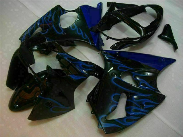 Carenagem Kawasaki ZX6R 2000-2002 - Preto & Azul Chama Carenagem Kawasaki ZX6R 2000-2002 - Preto & Azul Chama