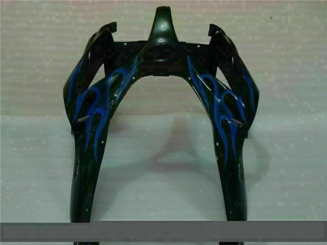 Carenagem Kawasaki ZX6R 2000-2002 - Preto & Azul Chama Carenagem Kawasaki ZX6R 2000-2002 - Preto & Azul Chama