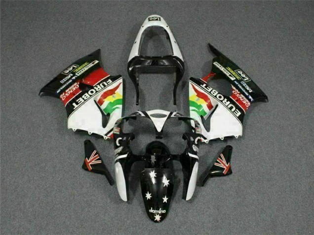 Carenagem Kawasaki ZX6R 2000-2002 - Preto Branco Eurobet
