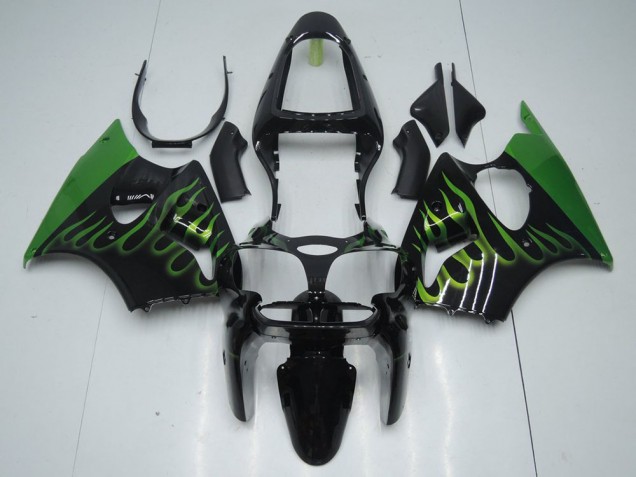 Carenagem Kawasaki ZX6R 2000-2002 - Preto & Verde Chama Carenagem Kawasaki ZX6R 2000-2002 - Preto & Verde Chama