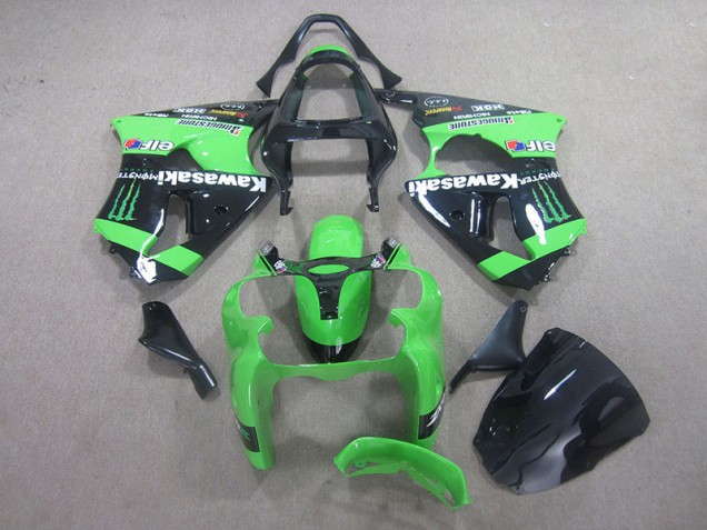 Carenagem Kawasaki ZX6R 2000-2002 - Preto Verde Monster Carenagem Kawasaki ZX6R 2000-2002 - Preto Verde Monster