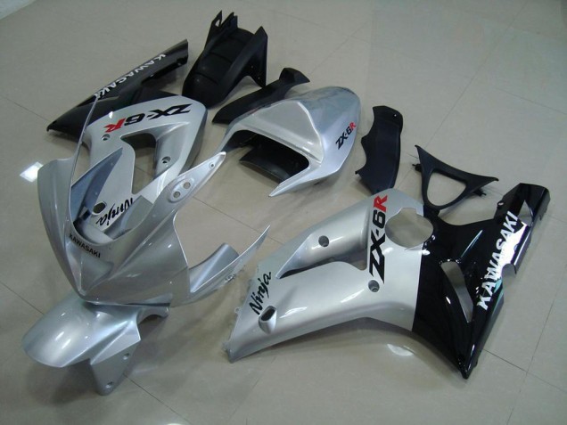 Carenagem Kawasaki ZX6R 2003-2004 - Prata Preto