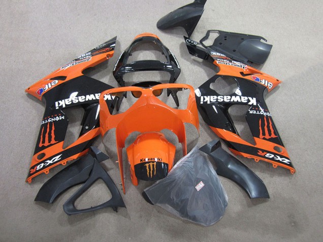 Carenagem Kawasaki ZX6R 2003-2004 - Preto Laranja Monster Carenagem Kawasaki ZX6R 2003-2004 - Preto Laranja Monster