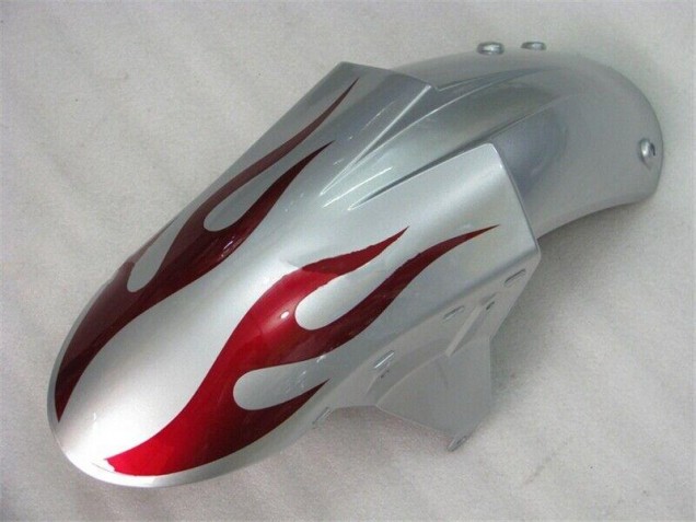 Carenagem Kawasaki ZX6R 2005-2006 - Prata Vermelho Chamas Carenagem Kawasaki ZX6R 2005-2006 - Prata Vermelho Chamas