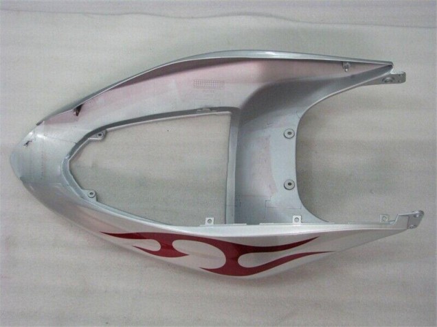 Carenagem Kawasaki ZX6R 2005-2006 - Prata Vermelho Chamas Carenagem Kawasaki ZX6R 2005-2006 - Prata Vermelho Chamas