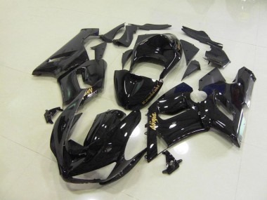 Carenagem Kawasaki ZX6R 2005-2006 - Preto Brilhante Ouro Decalques