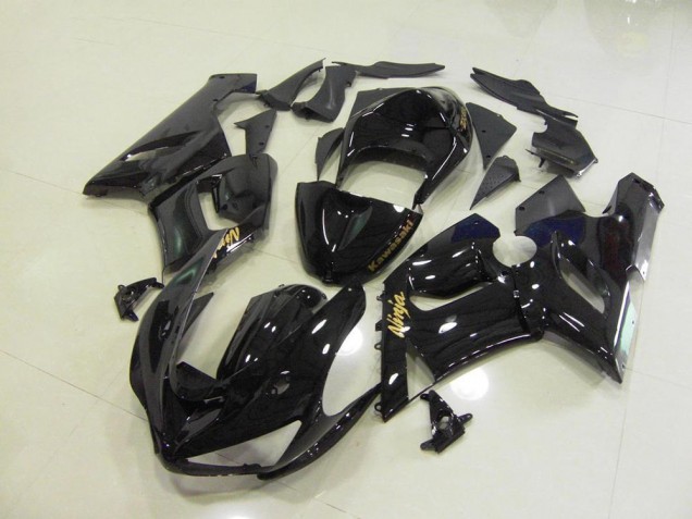 Carenagem Kawasaki ZX6R 2005-2006 - Preto Brilhante Ouro Decalques Carenagem Kawasaki ZX6R 2005-2006 - Preto Brilhante Ouro Decalques