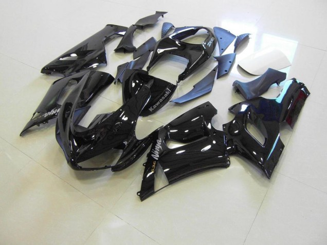 Carenagem Kawasaki ZX6R 2005-2006 - Preto Brilhante Prata Decalques Carenagem Kawasaki ZX6R 2005-2006 - Preto Brilhante Prata Decalques