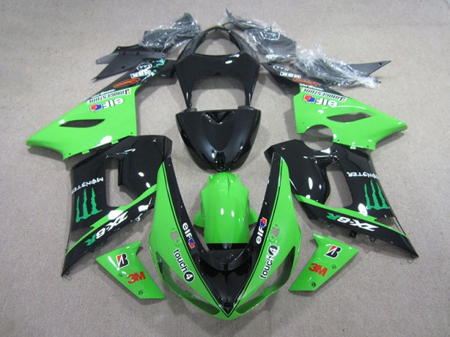 Carenagem Kawasaki ZX6R 2005-2006 - Preto Verde 3M Touch4 Monster Carenagem Kawasaki ZX6R 2005-2006 - Preto Verde 3M Touch4 Monster