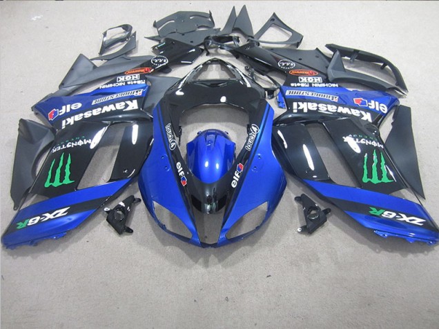 Carenagem Kawasaki ZX6R 2007-2008 - Preto Azul Monster