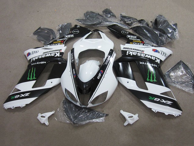 Carenagem Kawasaki ZX6R 2007-2008 - Preto Branco Monster