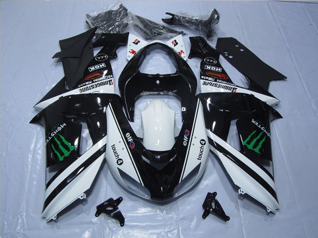 Carenagem Kawasaki ZX6R 2007-2008 - Preto Branco Monster Touch4 Carenagem Kawasaki ZX6R 2007-2008 - Preto Branco Monster Touch4