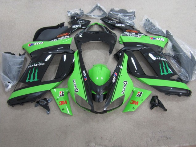 Carenagem Kawasaki ZX6R 2007-2008 - Verde Preto 3M Monster Carenagem Kawasaki ZX6R 2007-2008 - Verde Preto 3M Monster