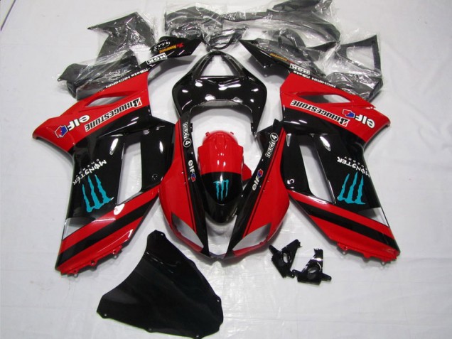 Carenagem Kawasaki ZX6R 2007-2008 - Vermelho Preto Monster Carenagem Kawasaki ZX6R 2007-2008 - Vermelho Preto Monster