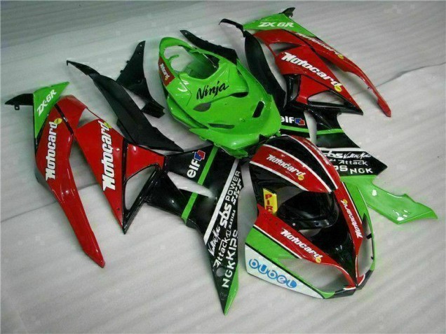 Carenagem Kawasaki ZX6R 2009-2012 - Preto Vermelho Verdecard