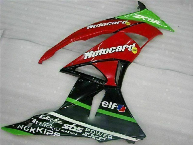 Carenagem Kawasaki ZX6R 2009-2012 - Preto Vermelho Verdecard