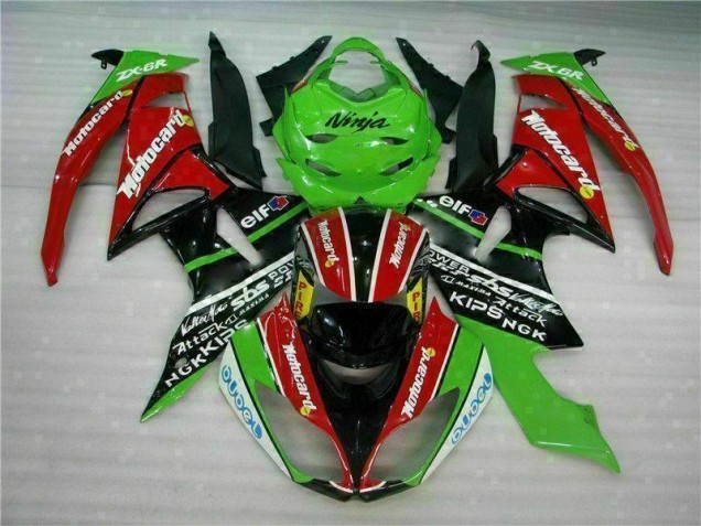 Carenagem Kawasaki ZX6R 2009-2012 - Preto Vermelho Verdecard
