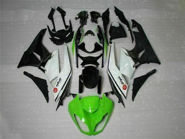 Carenagem Kawasaki ZX6R 2009-2012 - Verde Preto Branco 25 Carenagem Kawasaki ZX6R 2009-2012 - Verde Preto Branco 25
