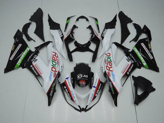 Carenagem Kawasaki ZX6R 2013-2018 - Preto Branco Rapid Hager Carenagem Kawasaki ZX6R 2013-2018 - Preto Branco Rapid Hager