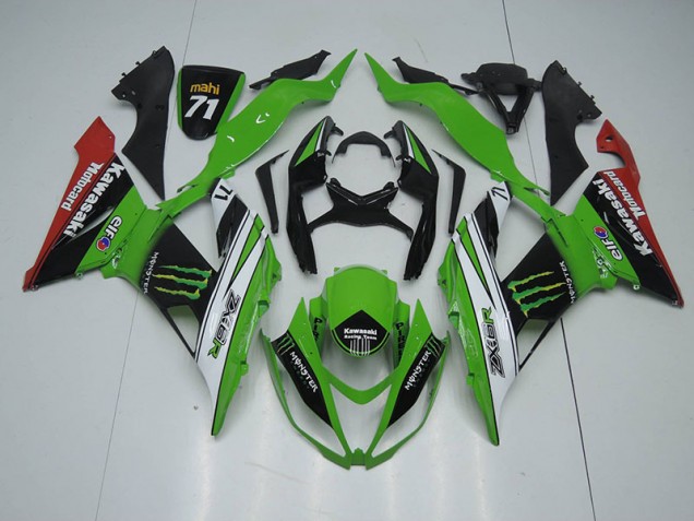 Carenagem Kawasaki ZX6R 2013-2018 - Preto Verde Branco Monster