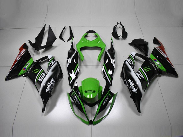 Carenagem Kawasaki ZX6R 2013-2018 - Verde Preto Branco Carenagem Kawasaki ZX6R 2013-2018 - Verde Preto Branco
