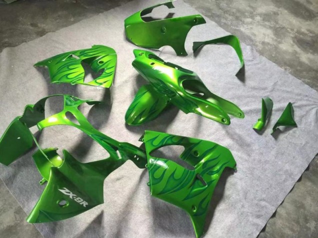 Carenagem Kawasaki ZX9R 2000-2001 - Verde Verde Chama Carenagem Kawasaki ZX9R 2000-2001 - Verde Verde Chama