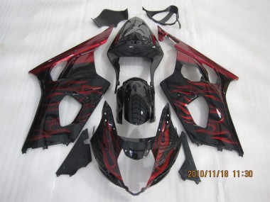 Carenagem Suzuki GSXR 1000 K3 2003-2004 - Preto Vermelho Chama