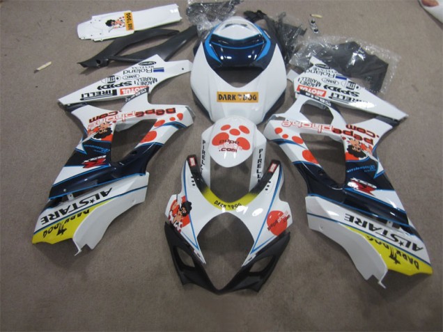 Carenagem Suzuki GSXR 1000 K7 2007-2008 - Branco Azul Dark Dog