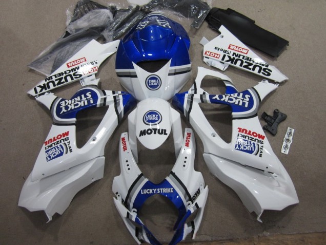 Carenagem Suzuki GSXR 1000 K7 2007-2008 - Branco Azul Lucky Strike Vermelho Motul Carenagem Suzuki GSXR 1000 K7 2007-2008 - Branco Azul Lucky Strike Vermelho Motul