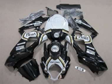 Carenagem Suzuki GSXR 1000 K7 2007-2008 - Preto Lucky Strike Branco Motul