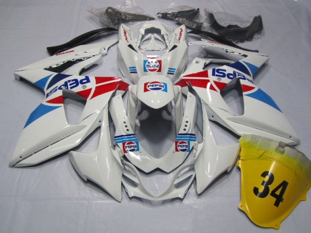 Carenagem Suzuki GSXR 1000 K9 2009-2016 - Branco Pepsi 34 Carenagem Suzuki GSXR 1000 K9 2009-2016 - Branco Pepsi 34