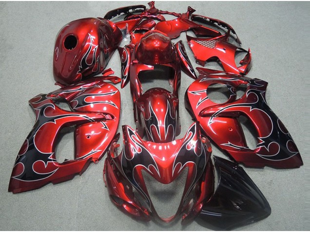 Carenagem Suzuki GSXR 1300 Hayabusa 1996-2007 - Vermelho & Preto Chama Carenagem Suzuki GSXR 1300 Hayabusa 1996-2007 - Vermelho & Preto Chama
