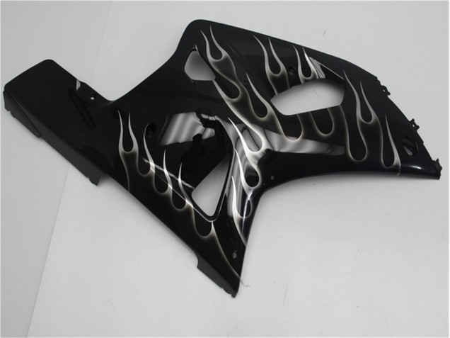 Carenagem Suzuki GSXR 600 / 750 K1 K2 K3 2001-2003 - Preto Branco Chama Carenagem Suzuki GSXR 600 / 750 K1 K2 K3 2001-2003 - Preto Branco Chama