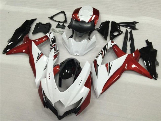 Carenagem Suzuki GSXR 600 / 750 K8 2008-2010 - Branco Vermelho Preto Carenagem Suzuki GSXR 600 / 750 K8 2008-2010 - Branco Vermelho Preto